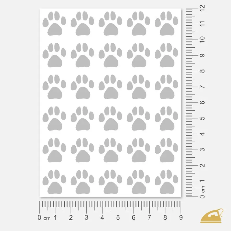Malé reflexní nažehlovací psí stopy - HiVis potisk.