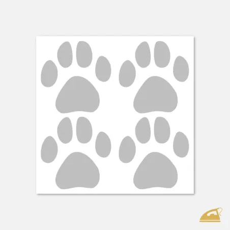 Reflexní nažehlovací potisk na textil - velké psí stopy.