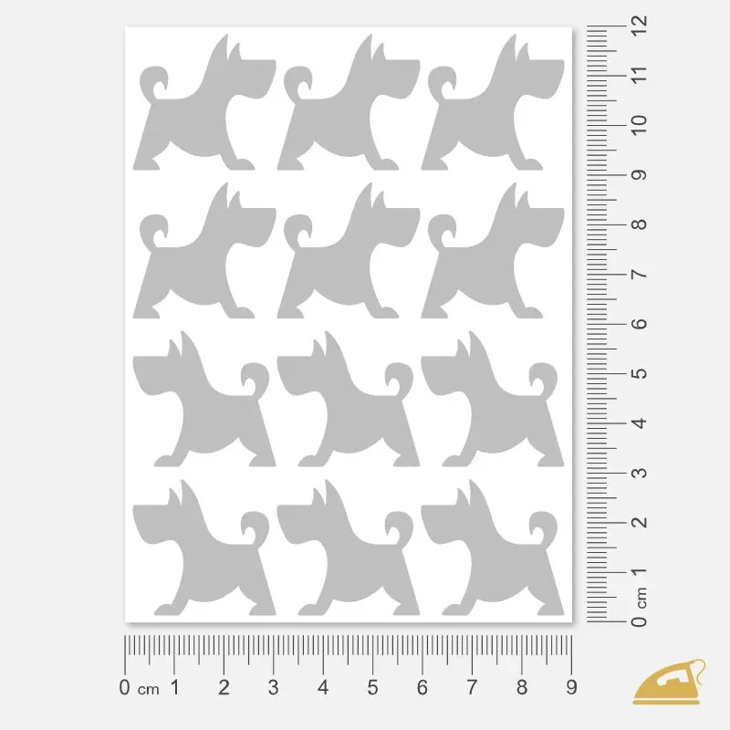 Pejsci siluety - reflexní potisk k domácímu nažehlení žehličkou.