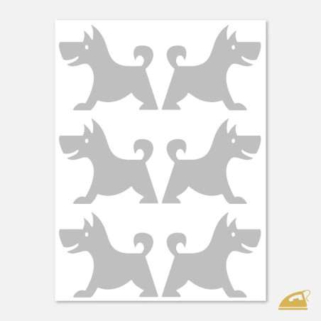 Reflexní nažehlovací potisk na textil - pejsci velcí 3 páry.