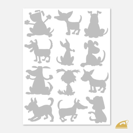 Psí siluety - reflexní potisk na oblečení pro děti.