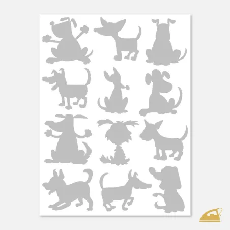 Psí siluety - reflexní potisk na oblečení pro děti.