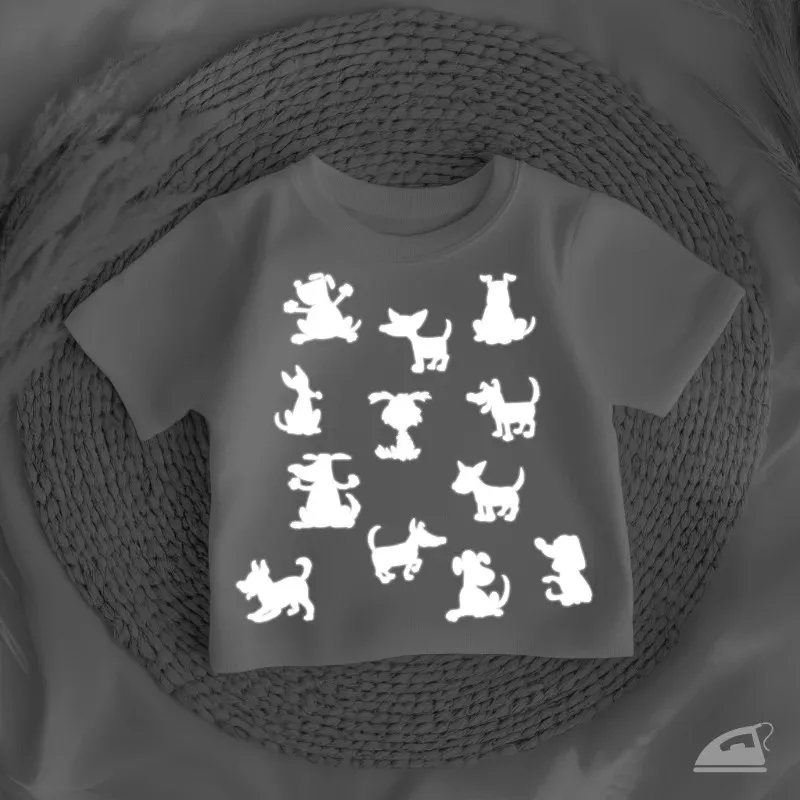 Psí siluety - reflexní potisk k domácímu nažehlení žehličkou.