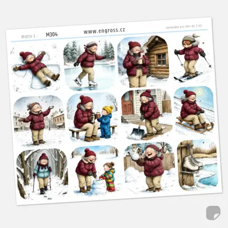 Samolepky do diáře - babička a zimní bucket list.