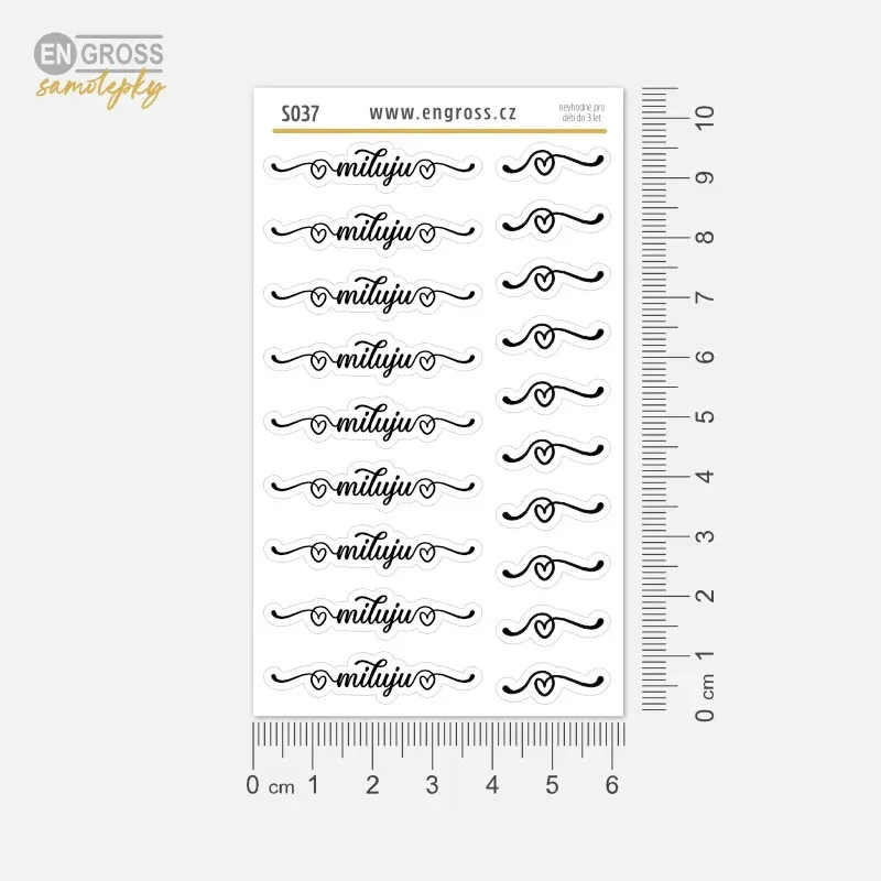 Miluju - textové samolepky do diáře k označení toho, na čem záleží.