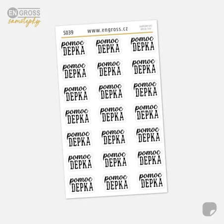 Textové samolepky do diáře k oznacení deprese a melancholické nálady.