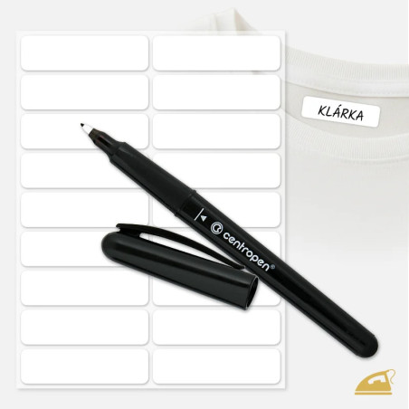 Nažehlovací jmenovky na oblečení 18 ks s popisovačem.