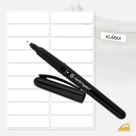 Nažehlovací jmenovky na oblečení 18 ks s popisovačem.