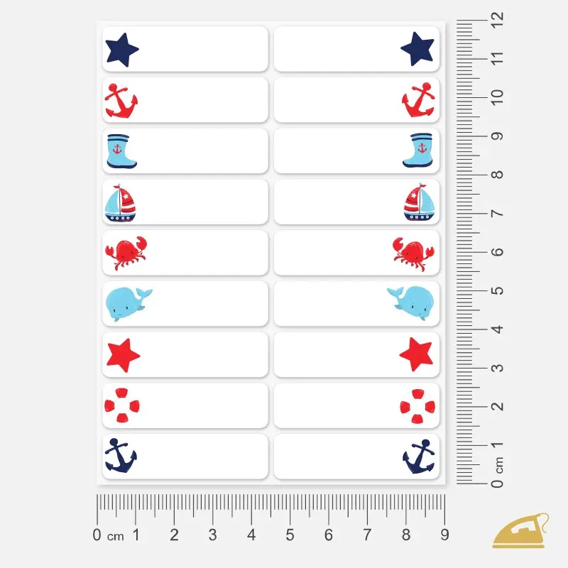 Jmenovky na oblečení - dětské popisovatelné štítky s obrázky pro kluky i holky.