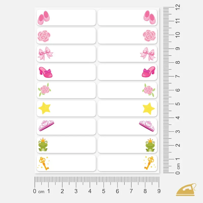 Nažehlovací štítky k napsání jména na oblečení Princezna.