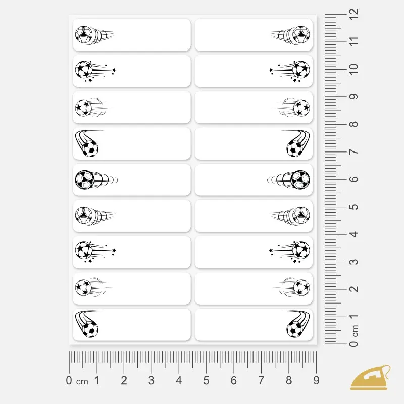 Nažehlovací popisovatelné jmenovky na textil pro milovníky fotbalu.