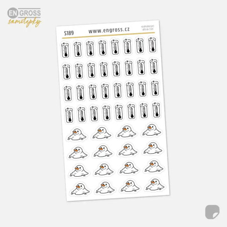 Samolepky do diáře Mráz a obleva pro značení počasí na každý den.