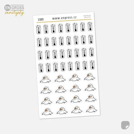 Samolepky do diáře Mráz a obleva pro značení počasí na každý den.