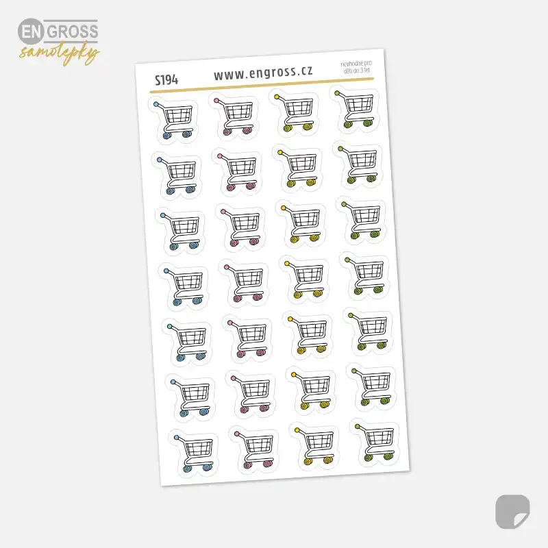 Mini samolepky nákupního košíku pro každý diář.