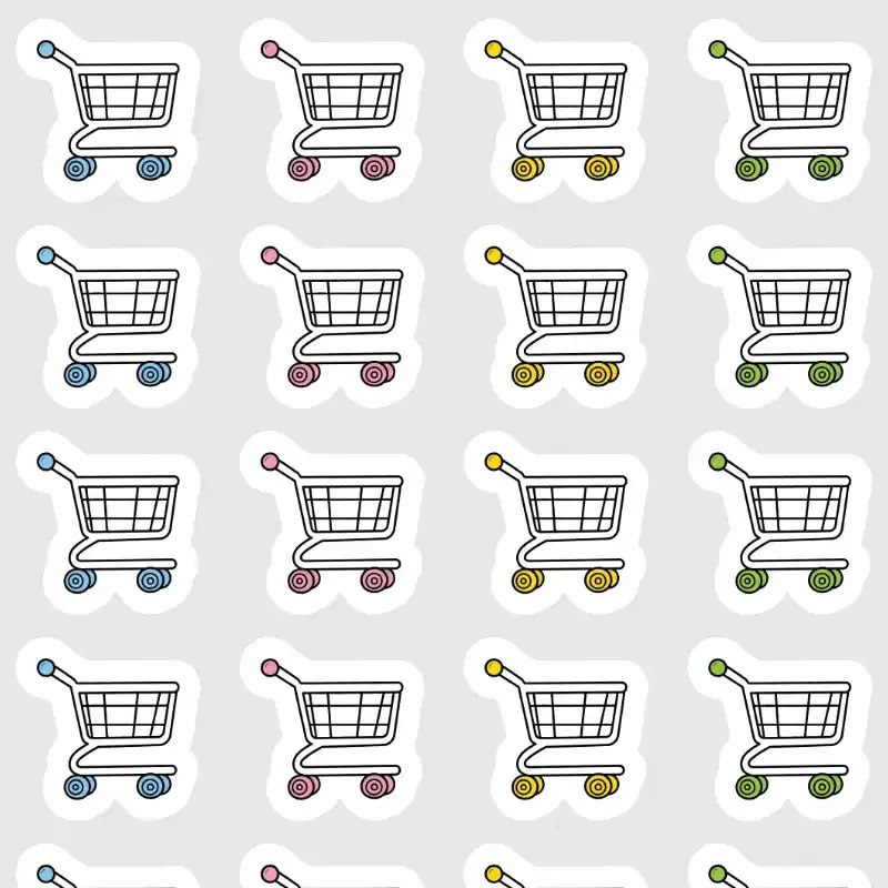 Samolepky do diáře - Nákupní košík ve 4 barvách.