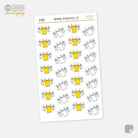 Malé samolepky do diáře Prádlo na šňůře ve žluté a černobílé barvě.