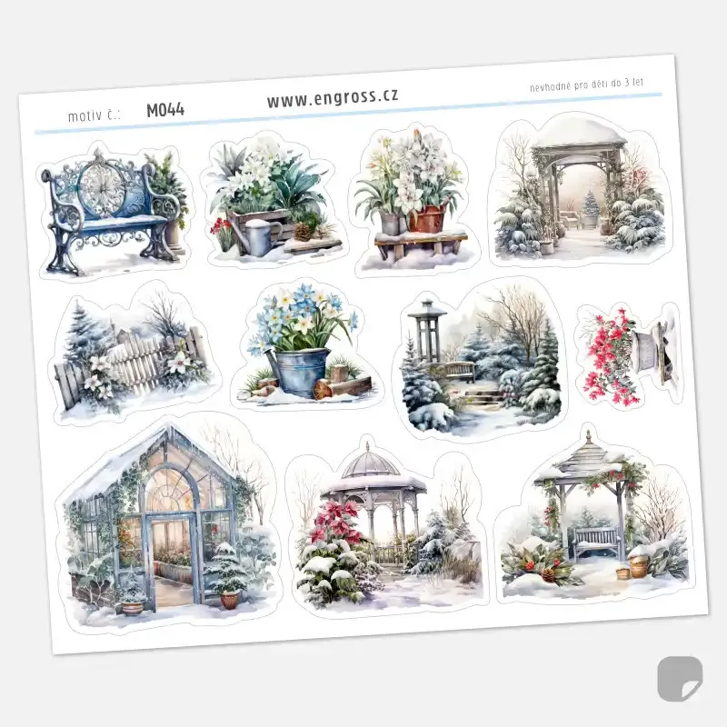 Samolepky pro diář a journaling - Zimní zahrada.