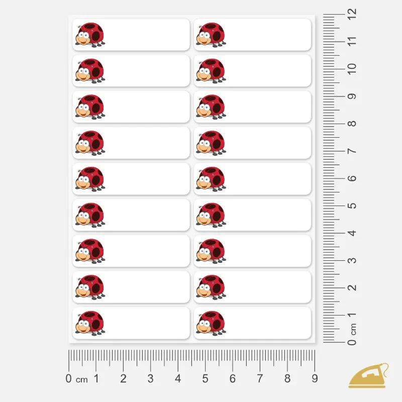 Štítky na jména s obrázkem berušky - ideální pro holčičky do školky.