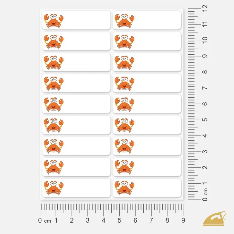 Popisovatelné jmenovky pro děti do školky, obrázek kraba pro kluky i holčičky.