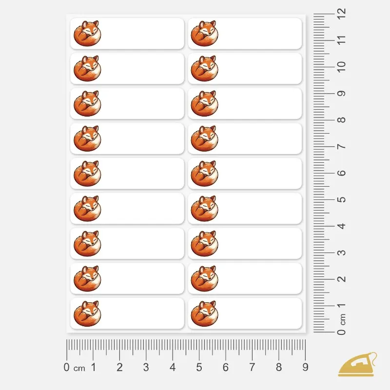 Nažehlovačky - jména s obrázkem lišky na oblečení do školky.