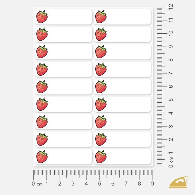 Jmenovky pro holčičky s obrázkem jahody - jak označit oblečení do školky.
