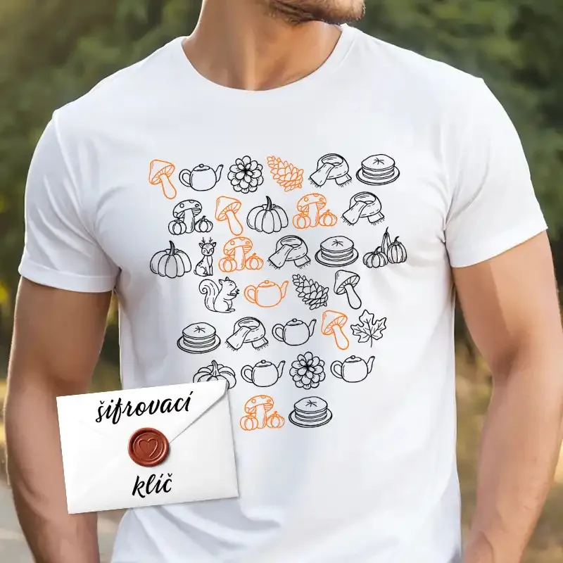 Tričko se zasifrovaným potiskem na přání, ideální jako dárek.