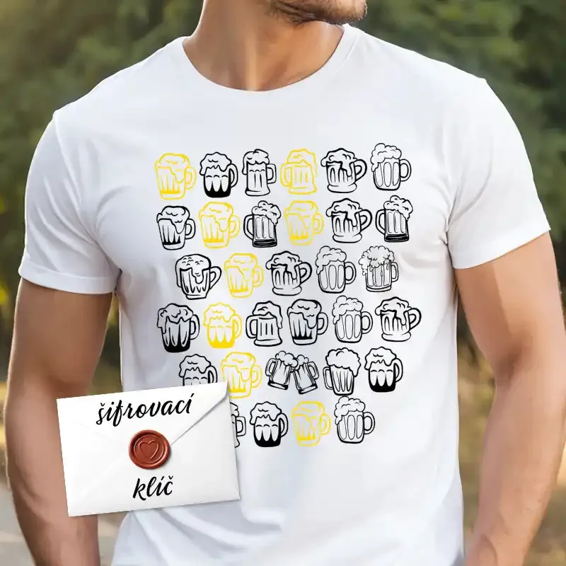 Tričko pro pivaře jako dárek, se zašifrovaným textem na přání.