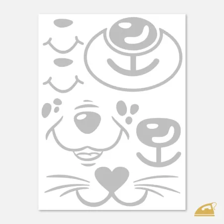 Reflexní nažehlovací potisk pro děti - zvířecí čumáčky.