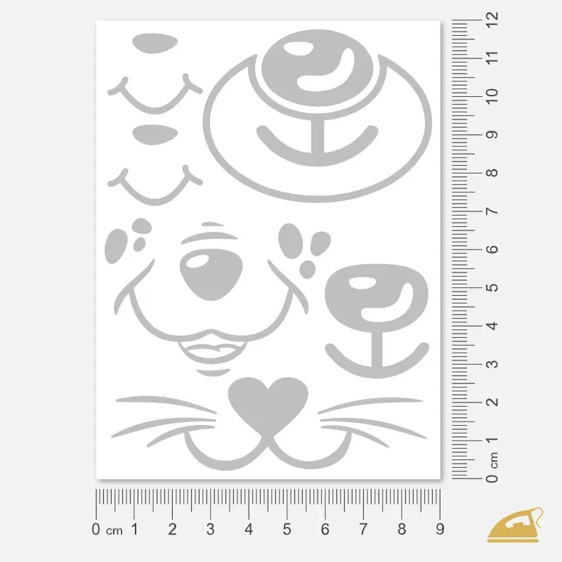 Reflexní potisk na oblečení pro děti - zvířecí čumáčky.