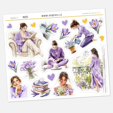 Samolepky do diáře, deníku i na bujo - jaro a kvetoucí krokusy.