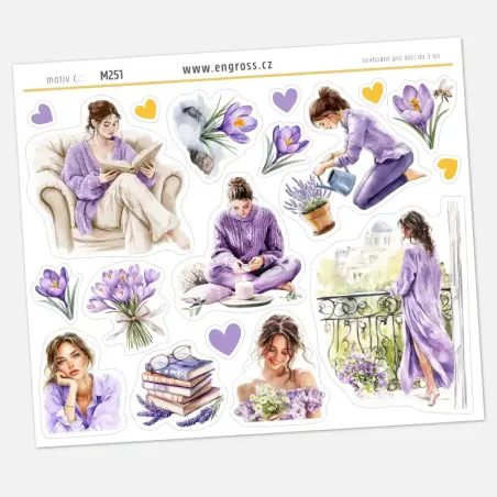 Samolepky do diáře, deníku i na bujo - jaro a kvetoucí krokusy.