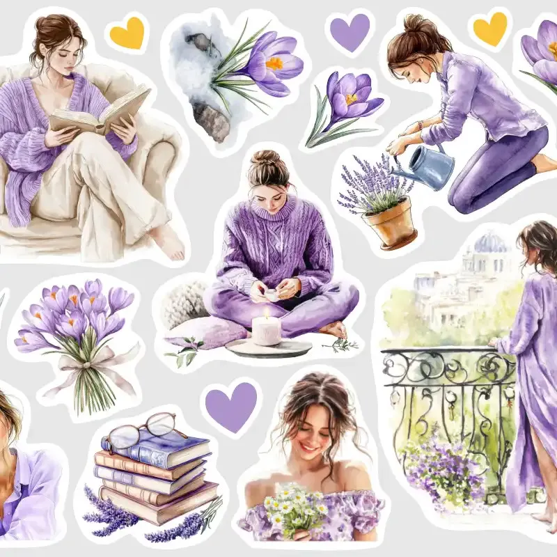 Nálepky pro plánování a journaling - Jako a první kvetoucí krokusy.