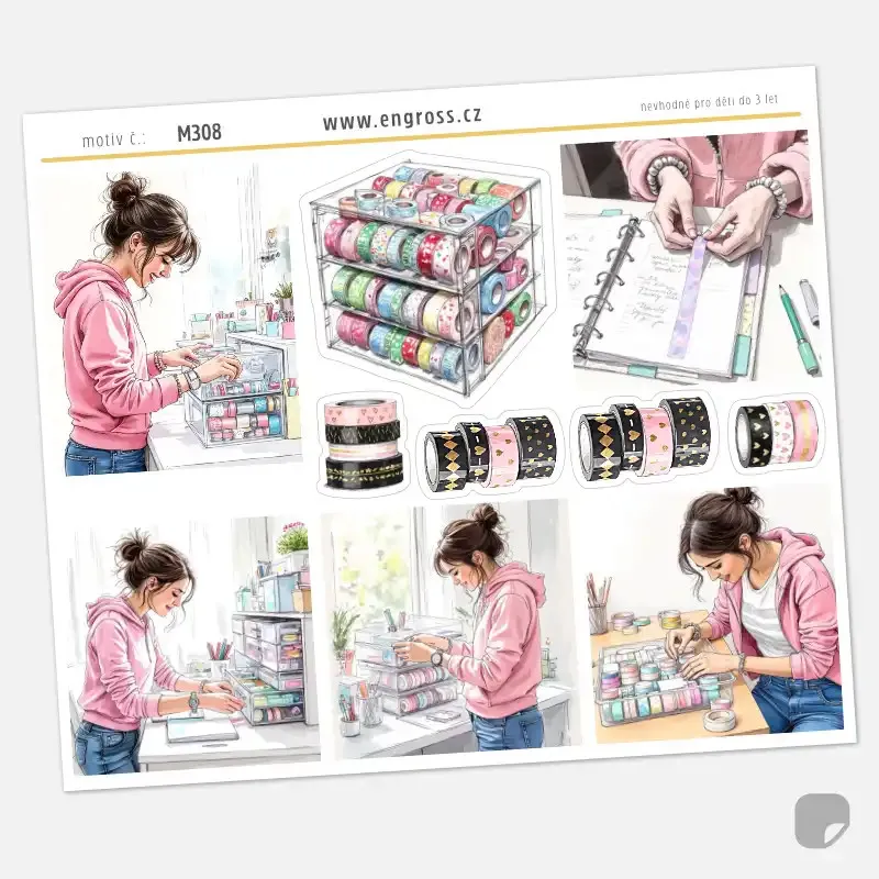 Samolepky pro diář, journaling a scrapbooking - Sbírka Washi pásek.