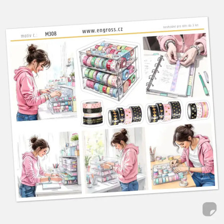 Samolepky pro diář, journaling a scrapbooking - Sbírka Washi pásek.