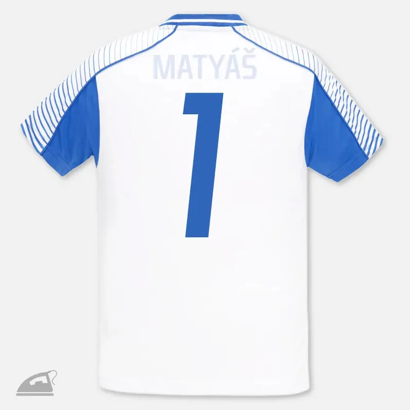 Modré nažehlovací číslo 1 na sportovní dres pro dospělé, nažehlení žehličkou.