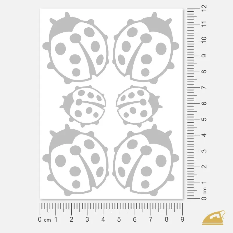 Reflexní nažehlovací potisk Berušky - nažehlení žehličkou.