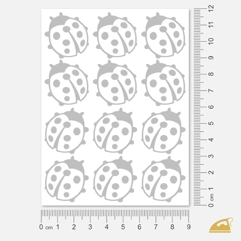Beruška - 12 ks reflexních nažehlovaček, vysoká odrazivost, snadné nažehlení.