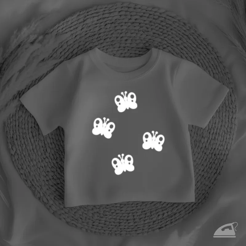 Reflexní nažehlovací potisk na dětské oblečení - Motýl 12 kusů.