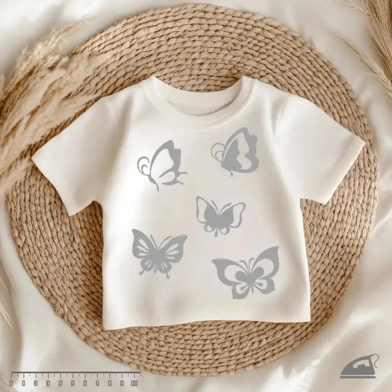 Reflexní nažehlovací motýli na oblečení - mix 6nažehlovaček na archu.