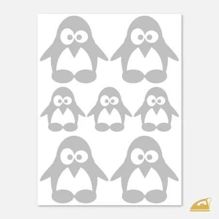 Reflexní nažehlovací tučňáci na dětské oblečení 7 ks.