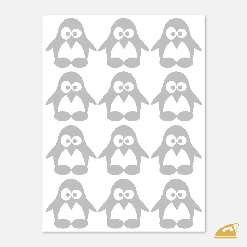 Tučňáci 12 ks - reflexní nažehlovačky na dětské oblečení.