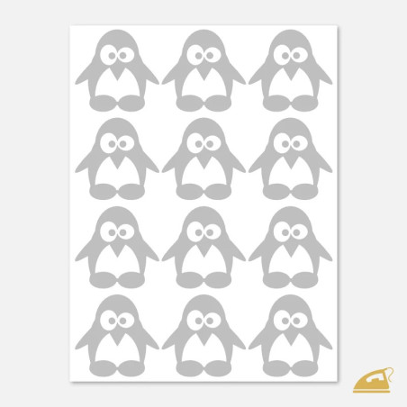 Tučňáci 12 ks - reflexní nažehlovačky na dětské oblečení.