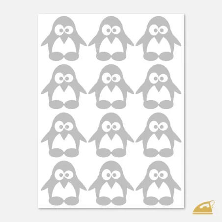 Tučňáci 12 ks - reflexní nažehlovačky na dětské oblečení.