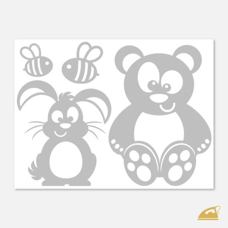 Reflexní nažehlovací potisk pro předškolní děti - lesní zvířátka.