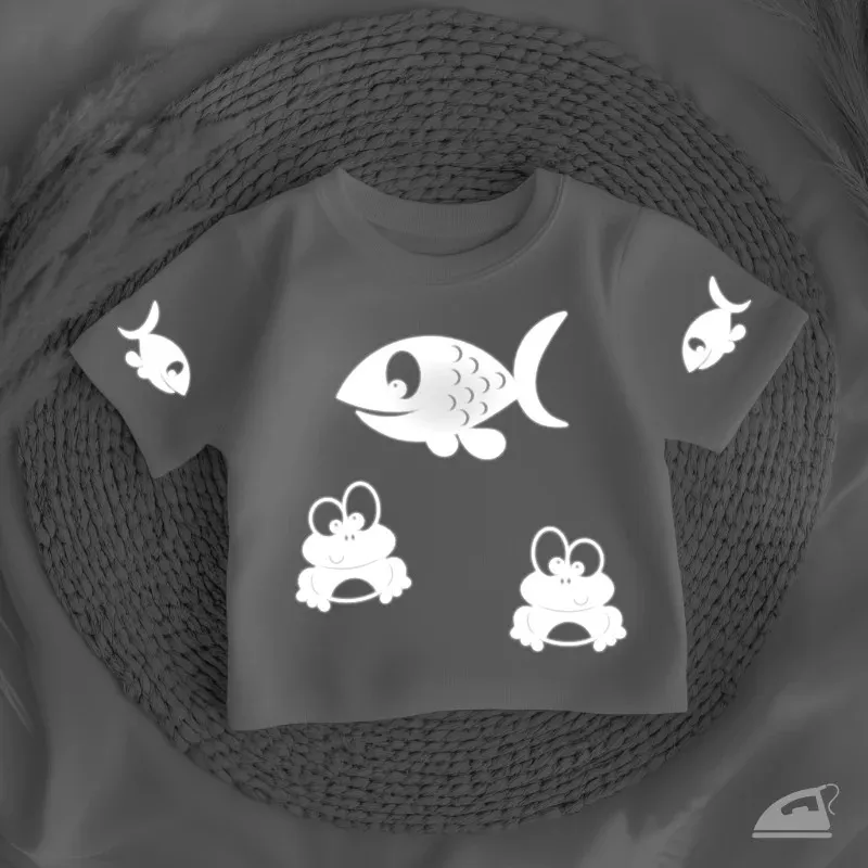 Reflexní nažehlovací obrázky na oblečení malých dětí - Zvířátka z rybníka.