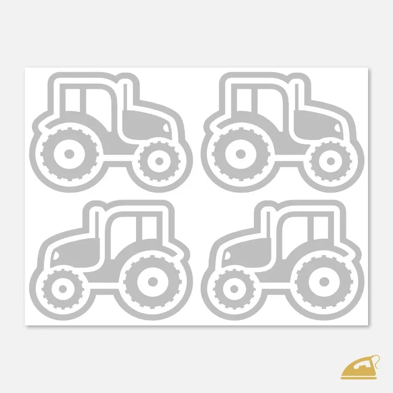 Reflexní nažehlovačky na chlapecké oblečení - velké traktory na archu.