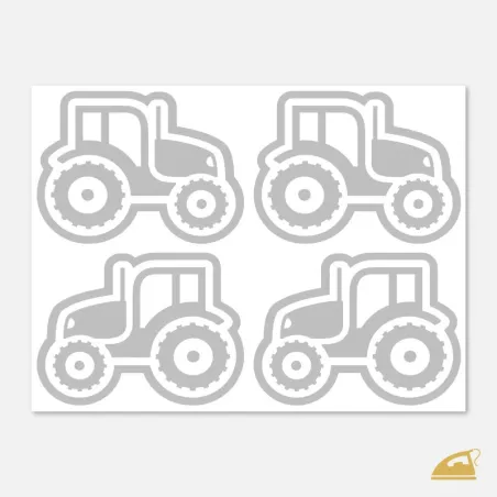 Reflexní nažehlovačky na chlapecké oblečení - velké traktory na archu.