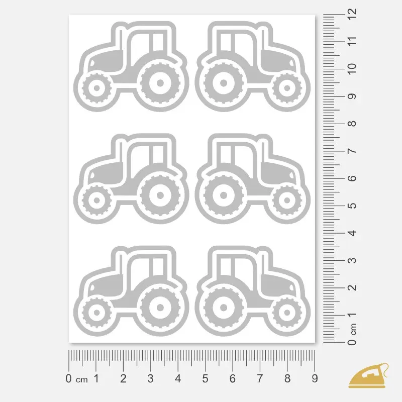 Reflexní traktory rodiče snadno nažehlí na dětské oblečení.