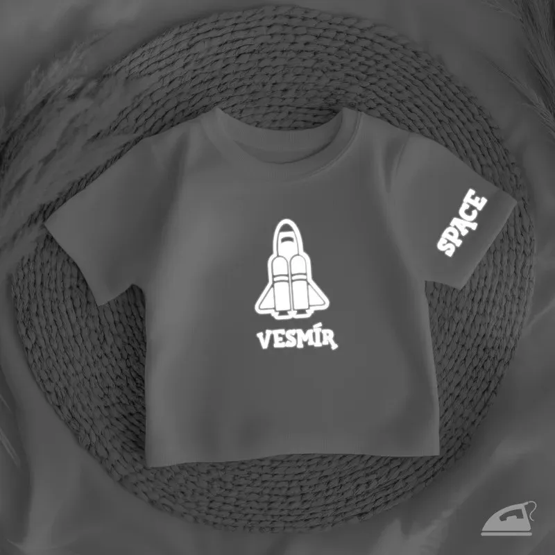 Reflexní potisk pro rodiče malých kluků - raketoplán 4 ks s texty.