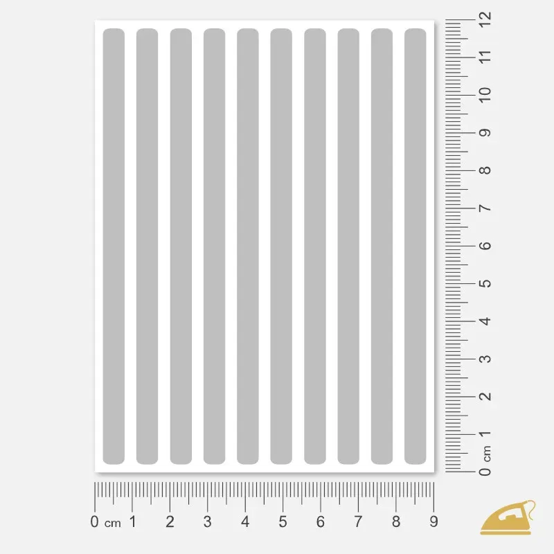 Reflexní nažehlovací pruhy na oděvy ke zvýšení jejich viditelnosti.